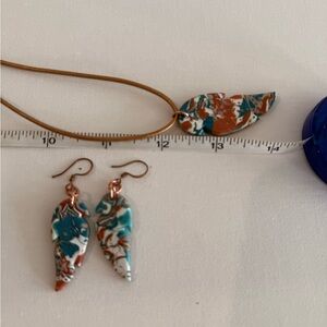 Leaf Design Necklace and Earrings Set